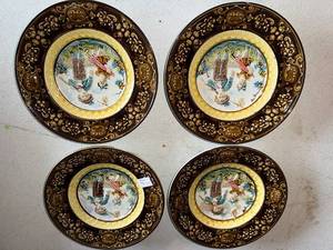 lot 16G image: Set of 4 Vintage Majolica Pottery Decorative Embossed Ceramic Plates