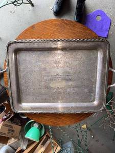 lot 44G image: Vintage Silver Engraved Serving Tray 1966 Award