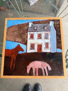 lot 57G image: Mueller Camargue Painting - House and Animals Scene