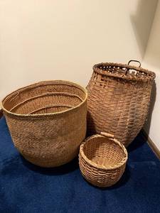 lot 92U image: Lot of 3 Vintage Woven Baskets - Rustic Collectibles