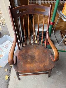 lot 94G image: Pair Of Antique English Arts & Crafts Stick Back Windsor Chairs