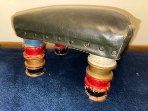 lot 101U image: Vintage Footstool with Colorful Wooden Legs