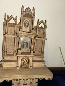 lot 104U image: Antique Wooden Religious Shrine with Intricate Carvings