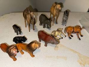 lot 108U image: Lot of Vintage Animal Figurines - Lions, Camels, Elephants, and More