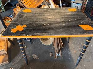 lot 131G image: Antique Card Table with Card Suit Design