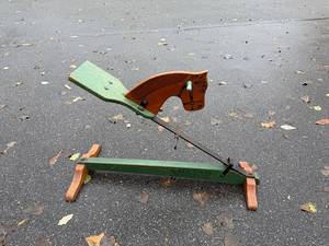 lot 140G image: Cals Colt Vintage Wooden Rocking Horse by Kiddie Gym Co.