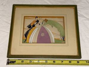 lot 199U image: Vintage Art Nouveau Framed Brunelleschi Artwork with Green Frame