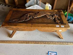 lot 27G image: Vintage Wooden Carved Bench from Sweden