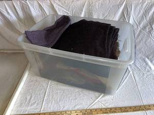 lot 72G image: Assorted Fabric Pieces in Storage Bin
