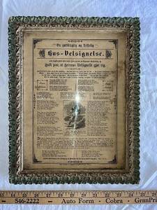 lot 77G image: Vintage Framed Danish Religious Blessing Print