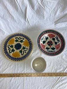 lot 79G image: Vintage Floral Ceramic Plates and Bowl Set - Baker & Co Ltd England