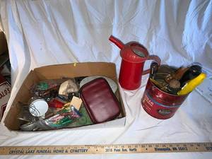 lot 170G image: Mixed Lot of Vintage Household Tools and Red Watering Can