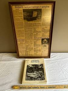 lot 209U image: Framed Rhubarb Article & Bibliography Book