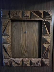 lot 210U image: Vintage Tramp Art Wooden Picture Frame with Geometric Design