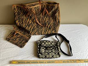 lot 220U image: Coach Crossbody Bag with Matching Tote and Pouch