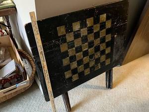 lot 221U image: Vintage Folding Wooden Chess Board Table