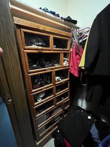 lot 226U image: Vintage Wooden Multi-Drawer Storage Cabinet with Glass Fronts - CONTENTS NOT INCLUDED