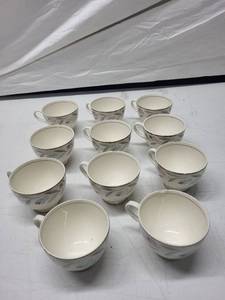 lot 7S image: Vintage Set of Homer Laughlin Nantucket Eggshell Nautilus Pink and Blue Flower Patter Dishes