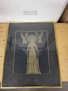 lot 2G image: Framed Artwork with Angel Motif, 21 x 16 inches