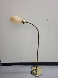 lot 3G image: Vintage Brass Goose Neck Floor Lamp with Shell Shade