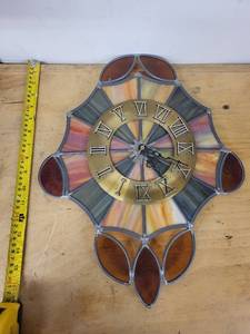 lot 7G image: Antique Stained Glass Wall Clock with Roman Numerals