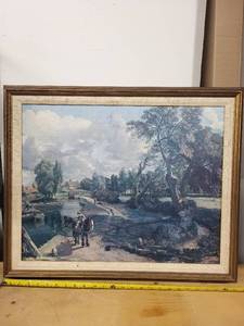 lot 15G image: Framed Vintage Landscape Painting with Horse and Castle Scene