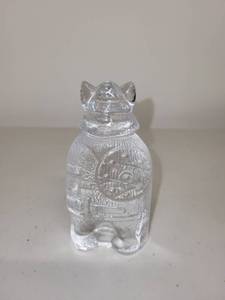 lot 5H image: Viking Glass Clear Cat Paperweight Figurine 4 Inch