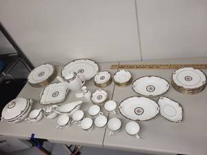 lot 47H image: Wedgwood Osborne Bone China Dinnerware Set with Floral Design - England