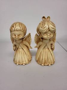 lot 64H image: Pair of Vintage Ceramic Angel Figurines with Wings