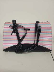 lot 66H image: Kate Spade Striped Handbag with Matching Wallet