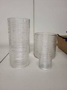 lot 68H image: Set of 4 Textured Clear Glass Cylinder Vases