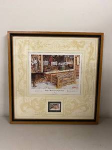 lot 1SP image: Framed Signed Edition Les Kouba Lutefisk Unlimited Stamp Print 1986