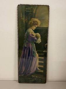 lot 3SP image: Antique Glass Advertisement The Young Mother by Christianson & Wyllie Moorhead, MN