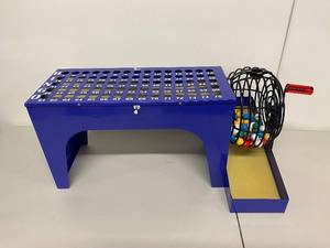lot 8BC image: Complete Bingo Set with Blue Metal Cage and Number Board for Events