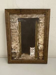 lot 12SP image: Gladys Atkinson Framed Painting of Dog in Doorway Signed Artwork