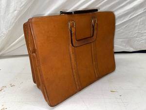 lot 23T image: Vintage Coach Full-Grain Leather Briefcase with Shoulder Strap and Combination Lock
