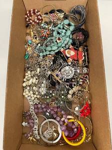lot 3K image: Large Assorted Jewelry Lot - Bracelets, Necklaces, Brooches, Vintage & Modern Styles