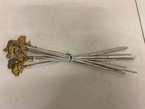 lot 30K image: Set of Stainless Steel Skewers with Brass Handles