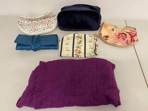 lot 31K image: Assorted Lot of 6 Bags and Pouches with Unique Designs and Purple Garment
