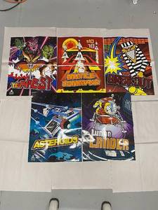lot 34K image: Set of 5 Atari Game Posters - Tempest, Missile Command, Breakout, Asteroids, Lunar Lander