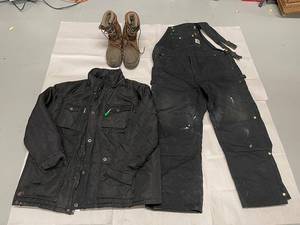 lot 38K image: Rocawear Jacket, Carhartt Overalls, Rocky Thinsulate Boots Winter Set