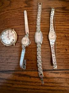 lot 74 image: Set of 4 Vintage Ladies Watches including Caravelle, Pulsar, Albrose, and Hamilton