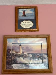 lot 83 image: Framed Lighthouse Artwork and Sentimental Poem Set