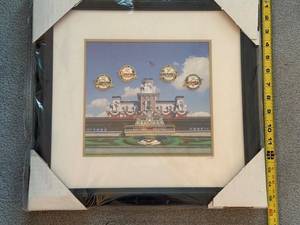 lot 135 image: Michael Broggie Limited Edition Framed Train Pin Set with Artwork
