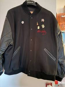 lot 172 image: Elvis Presley Graceland Varsity Jacket with Pins Size XL