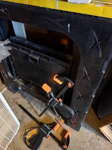 lot 290 image: Set of 2 Tool Shop Quick-Release Bar Clamps and Pair of Sawhorses