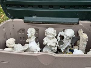 lot 298 image: Collection of Outdoor Garden Statues with Child and Animal Designs