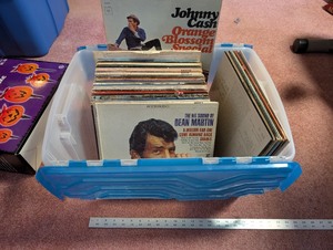 lot 221 image: Vintage Vinyl Record Collection with Classic Country & Pop Albums