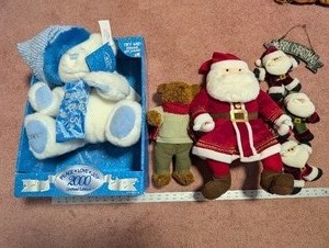 lot 229 image: Holiday Plush Collection Including Limited Edition Bear, Teddy, Santa, and Hanging Decor