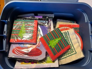 lot 188 image: Large Collection of Holiday and Birthday Paper Party Supplies with Napkins, Plates, Cups, and Decorations